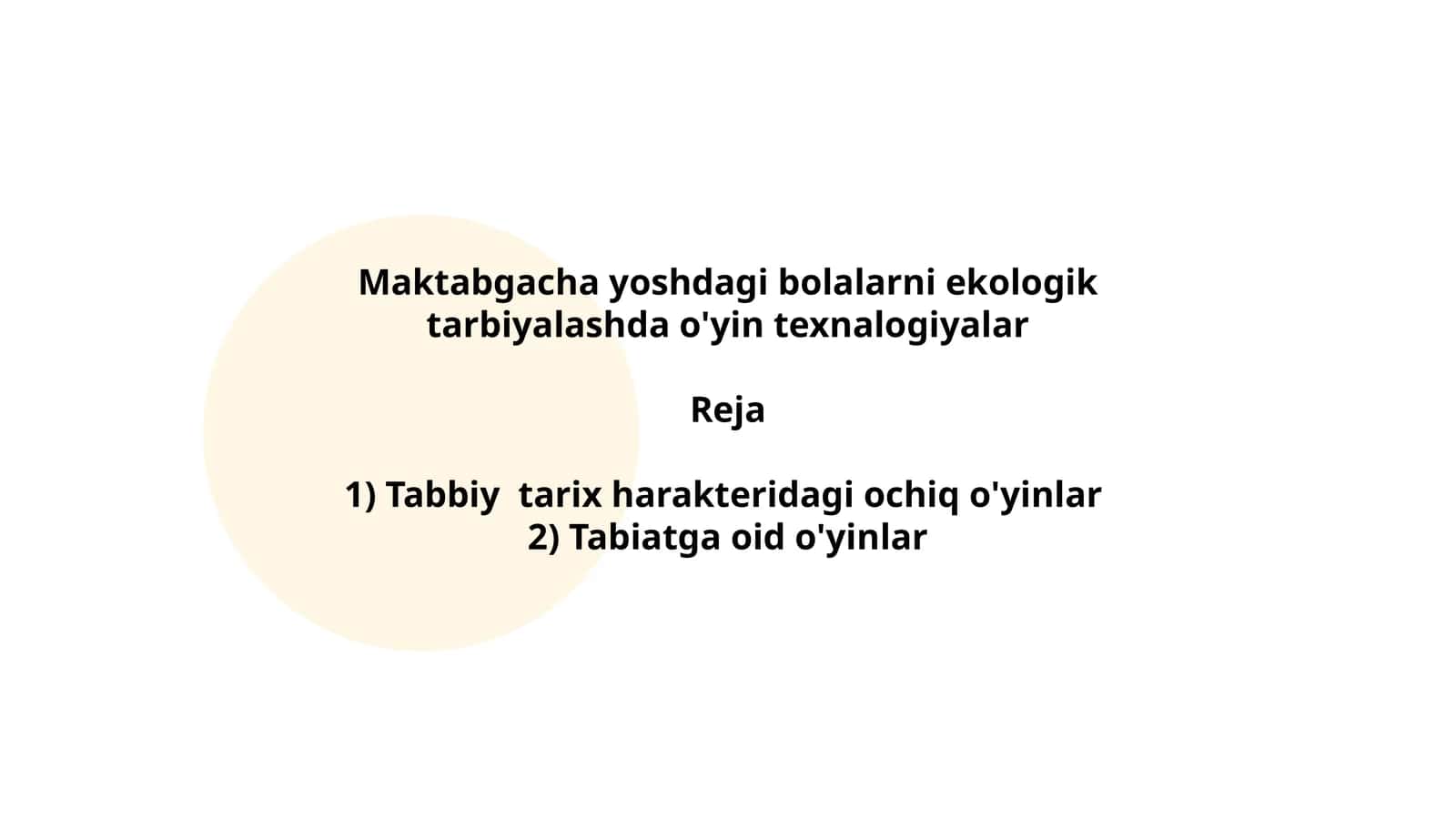Maktabgacha yoshdagi bolalarni ekologik tarbiyalashda o'yin texnalogiyalar