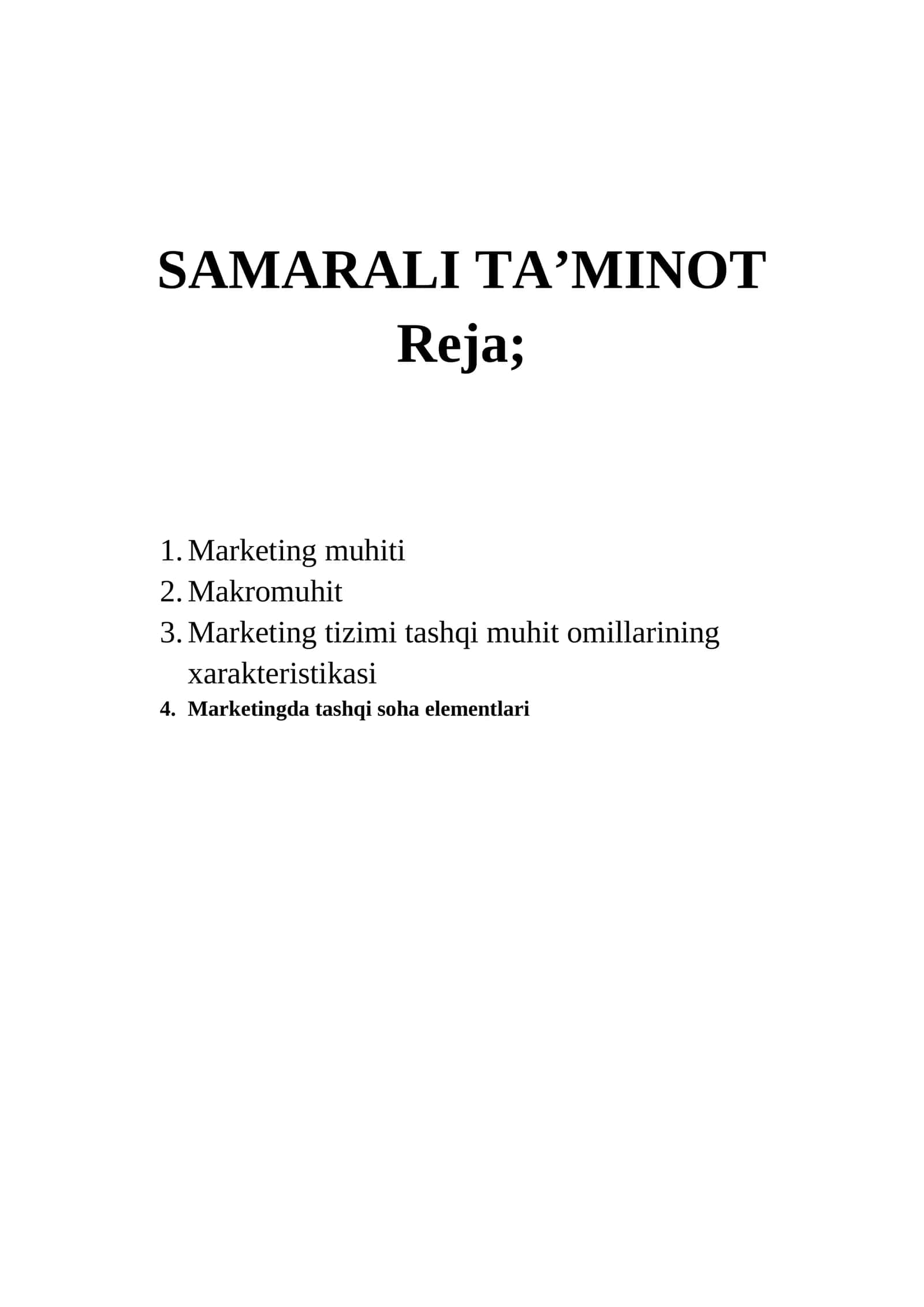 SAMARALI TA’MINOT