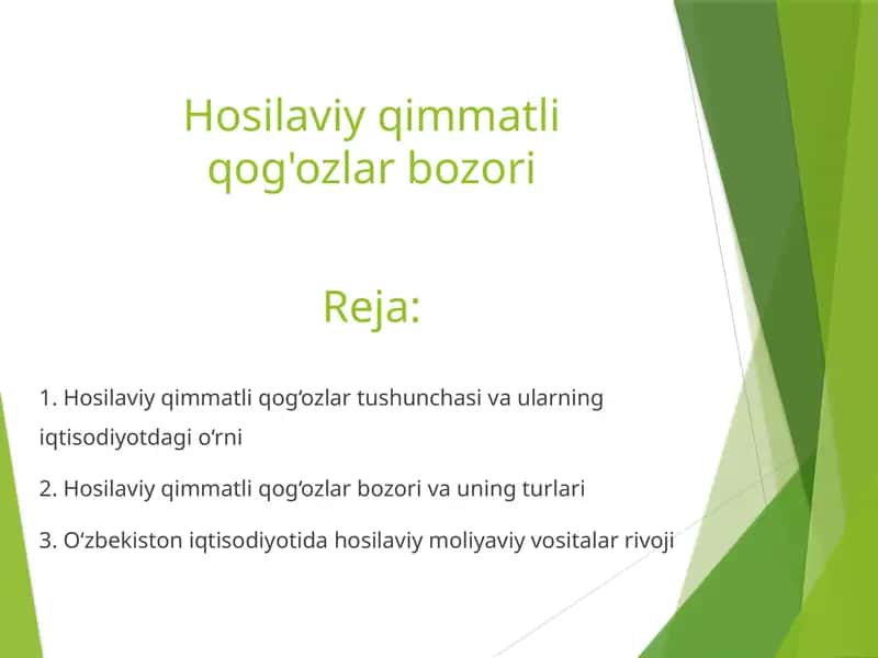 Hosilaviy qimmatli qog'ozlar bozori