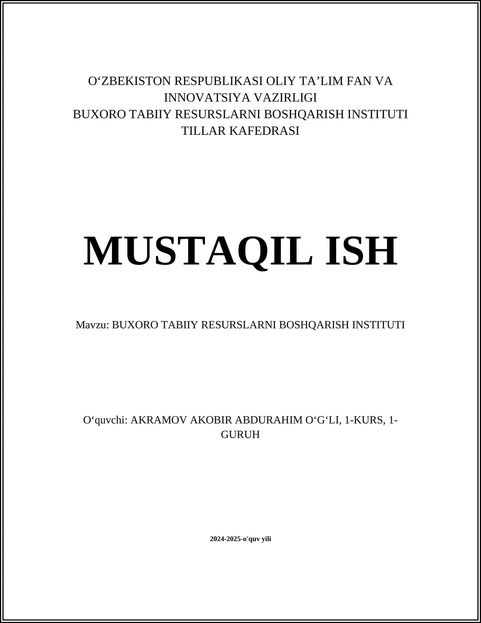 Buxoro Tabiiy Resurslarni Boshqarish Instituti