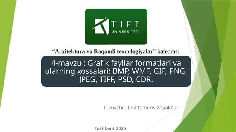 Tuzuvchi: Toshtemirov Xojiakbar