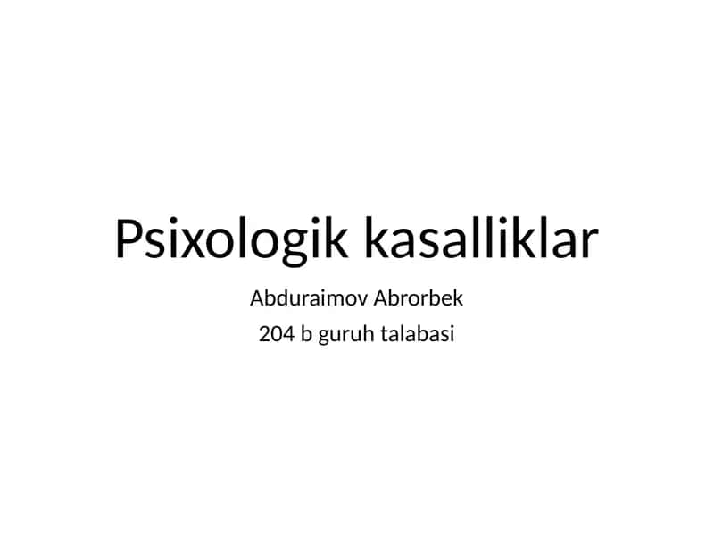 Psixologik kasalliklar