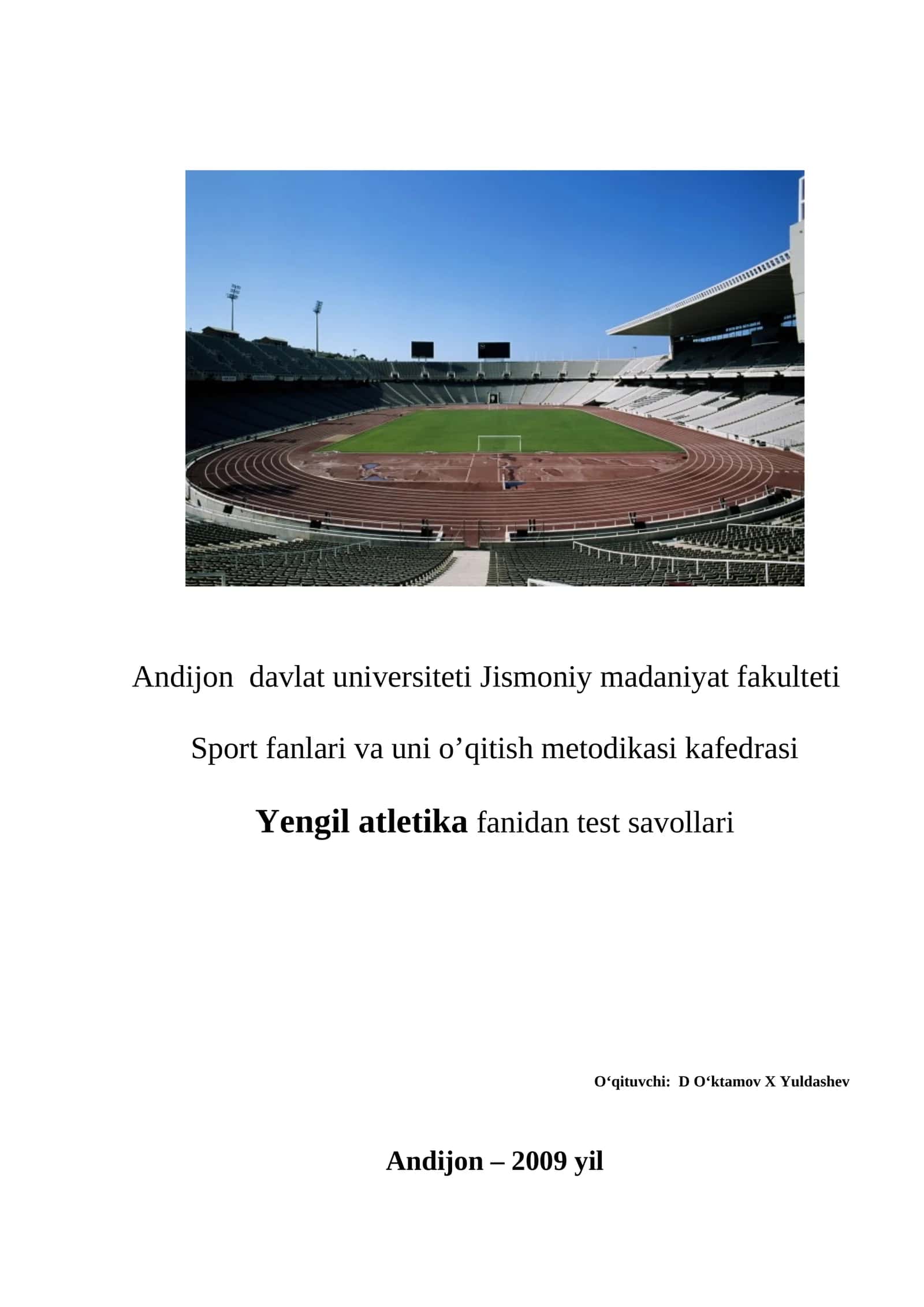 Yengil atletika fanidan test savollari