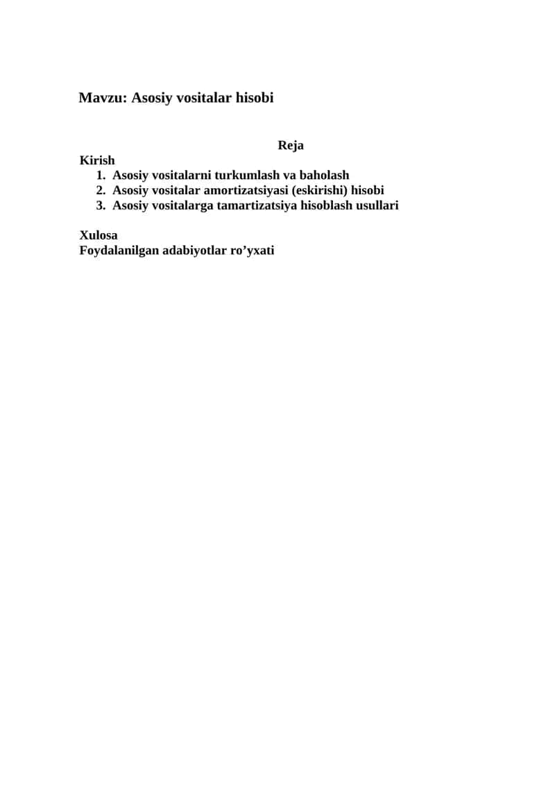 Asosiy vositalar hisobi