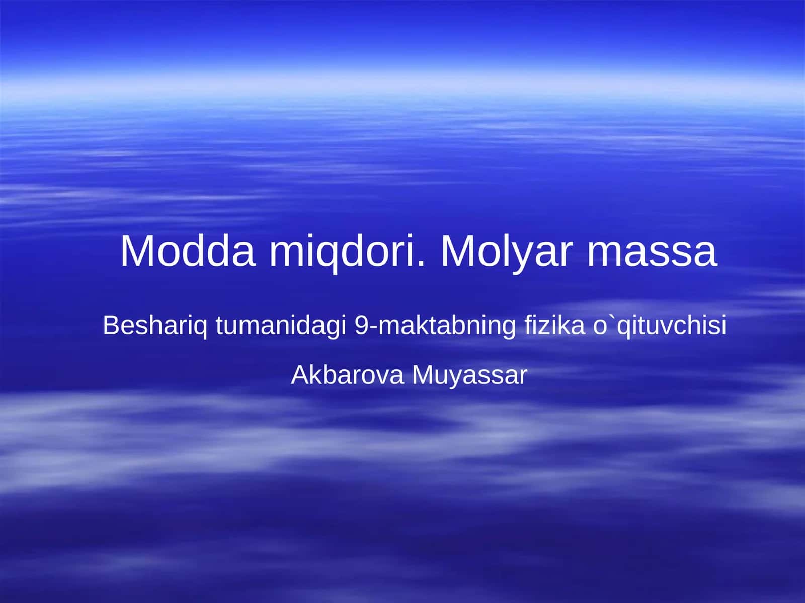 Modda miqdori va Molyar massa