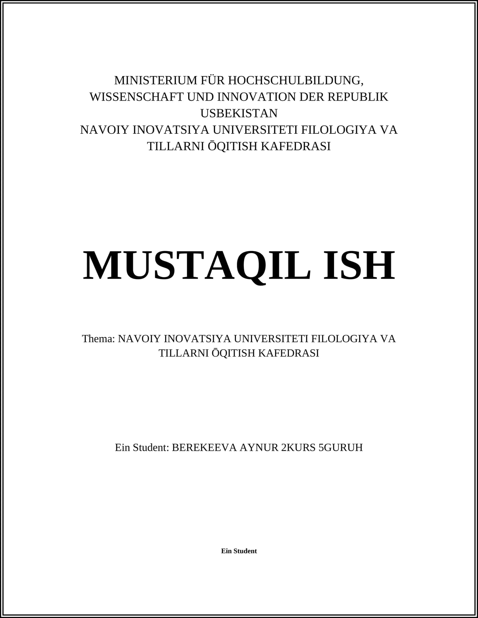 Sprachunterrichtsmethoden an der Navoiy Inovatsiya Universität