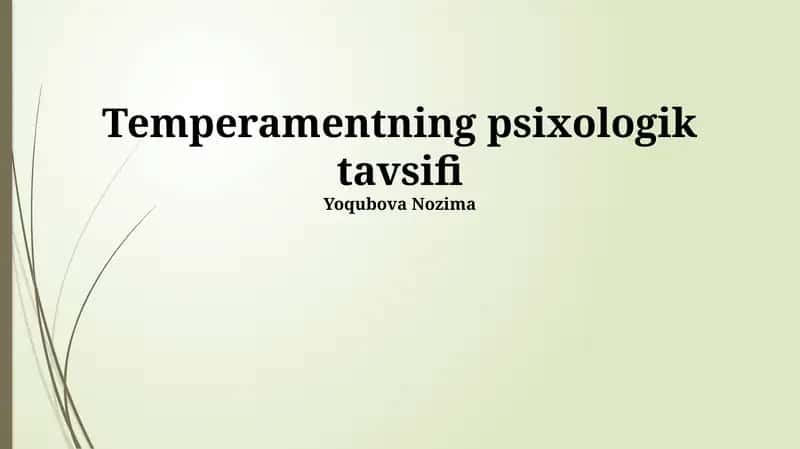Temperamentning psixologik tavsifi