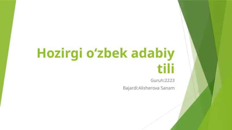 Hozirgi oʻzbek adabiy tili