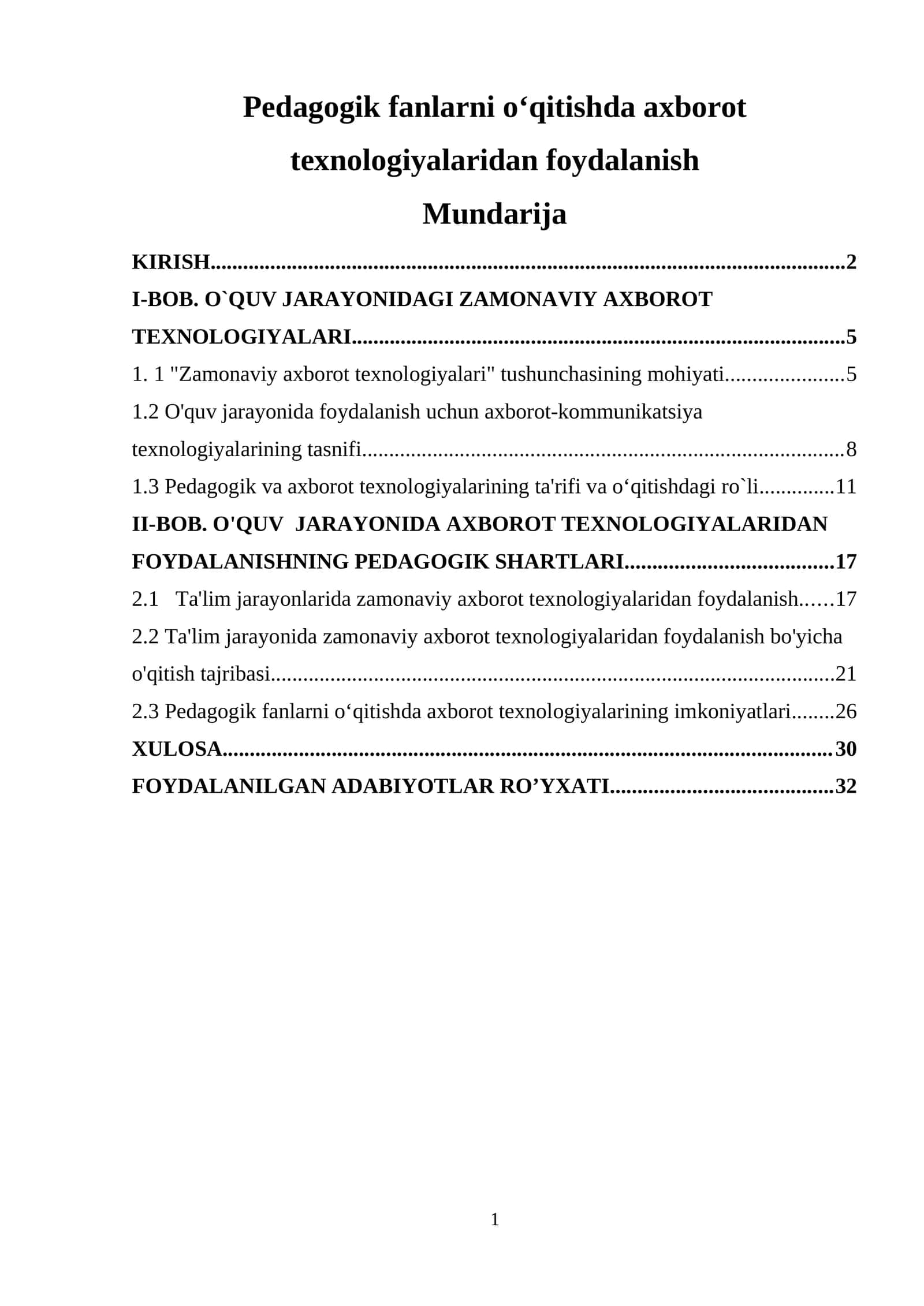 Pedagogik fanlarni o‘qitishda axborot texnologiyalaridan foydalanish