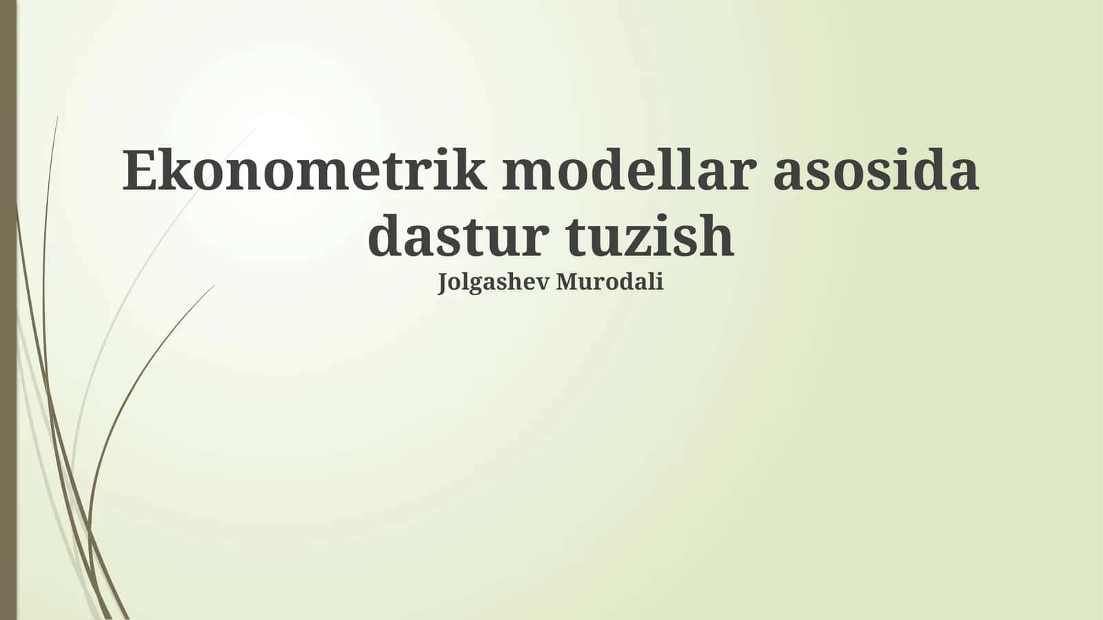 Ekonometrik modellar asosida dastur tuzish