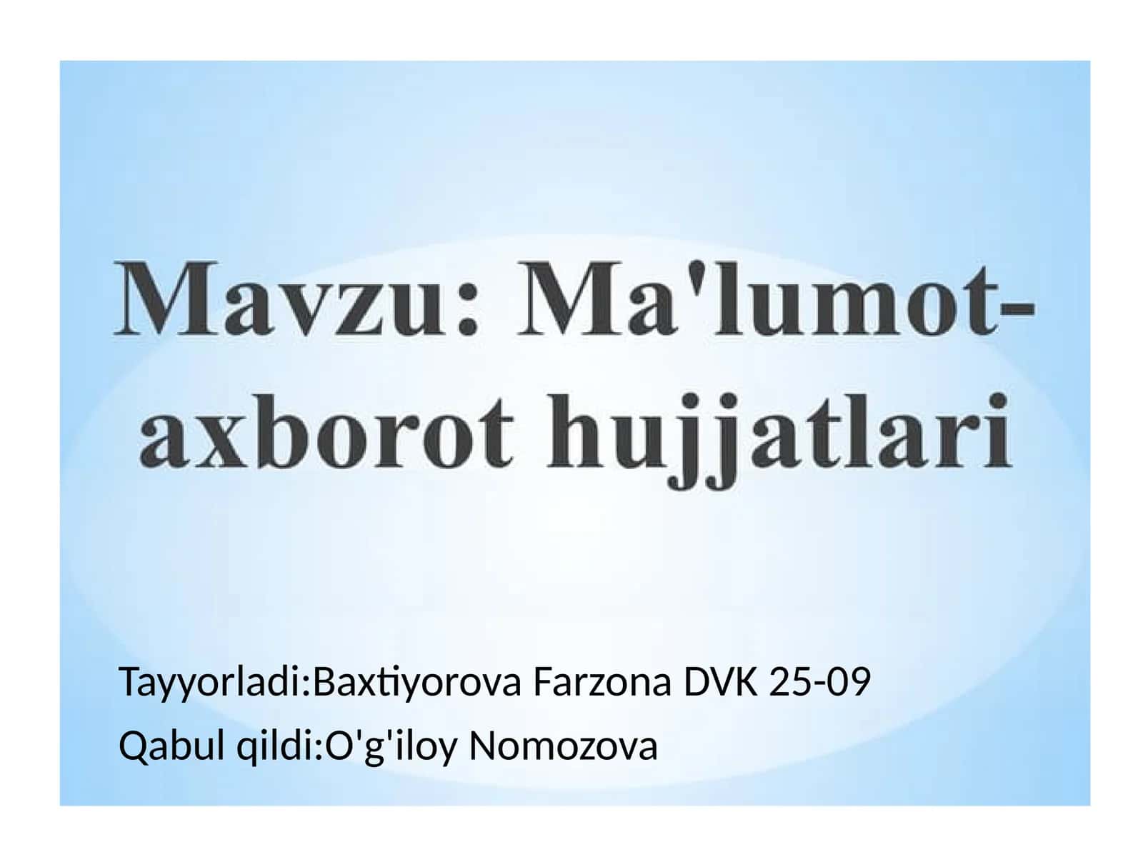 Maʼlumot axborot hujjatlari