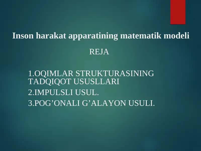 Inson harakat apparatining matematik modeli
