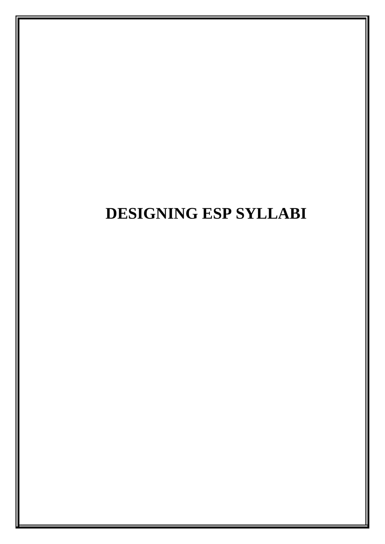 Designing ESP Syllabi