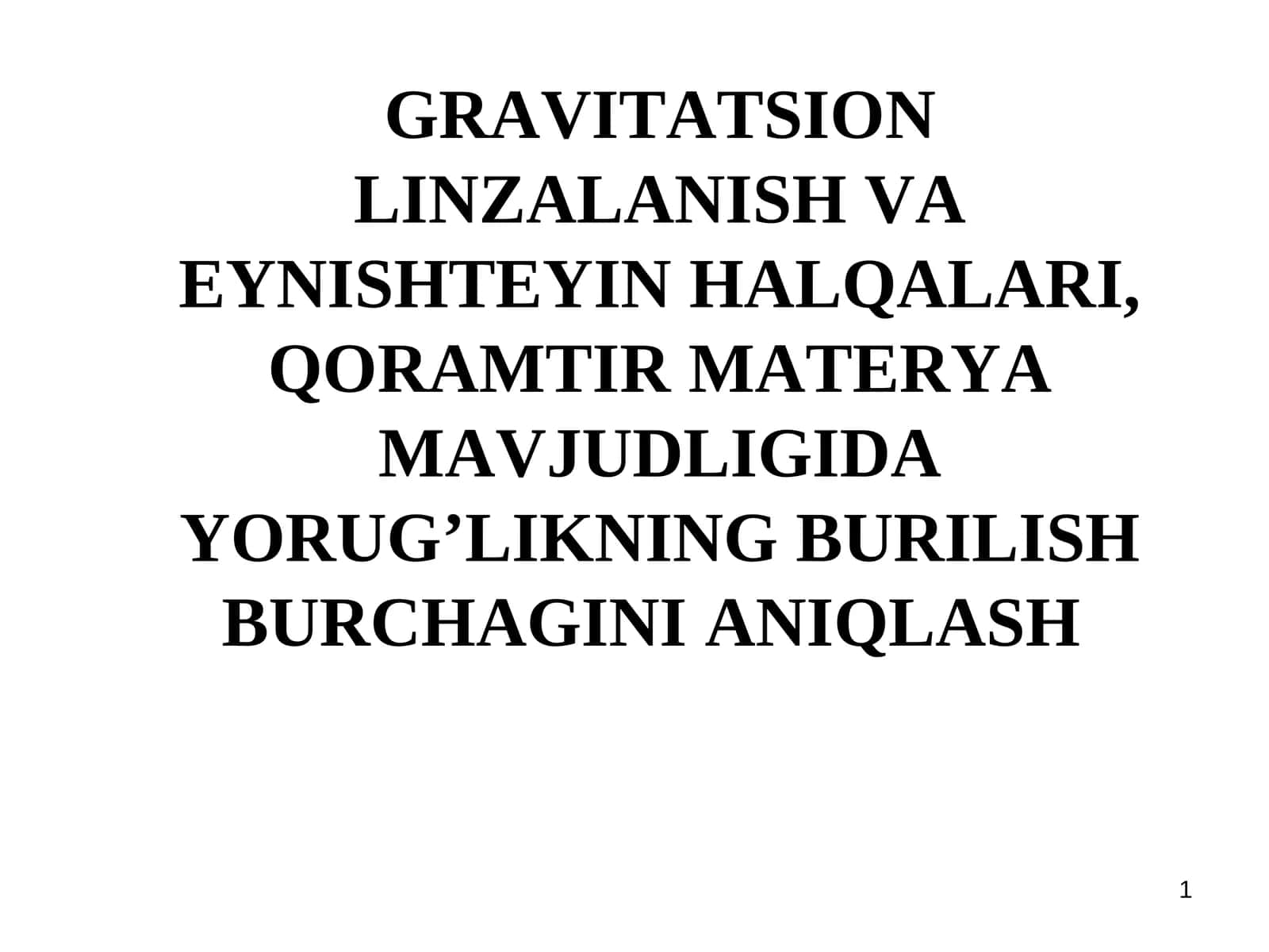 Qoramtir Materya Mavjudligida Yorug’likning Burilish Burchagini Aniqlash