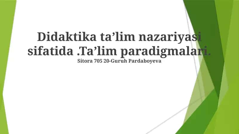 Didaktika taʼlim nazariyasi