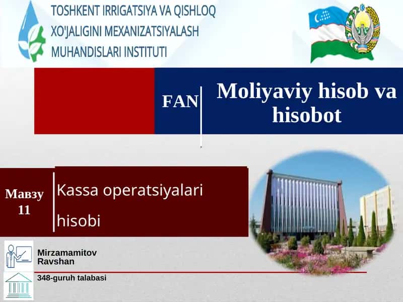 Kassa operatsiyalari hisobi
