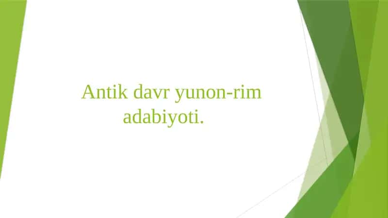 Antik davr yunon-rim adabiyoti