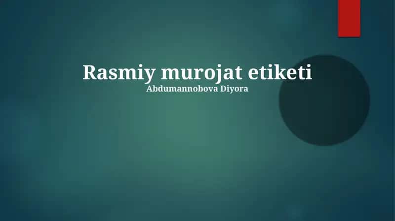 Rasmiy murojat etiketi