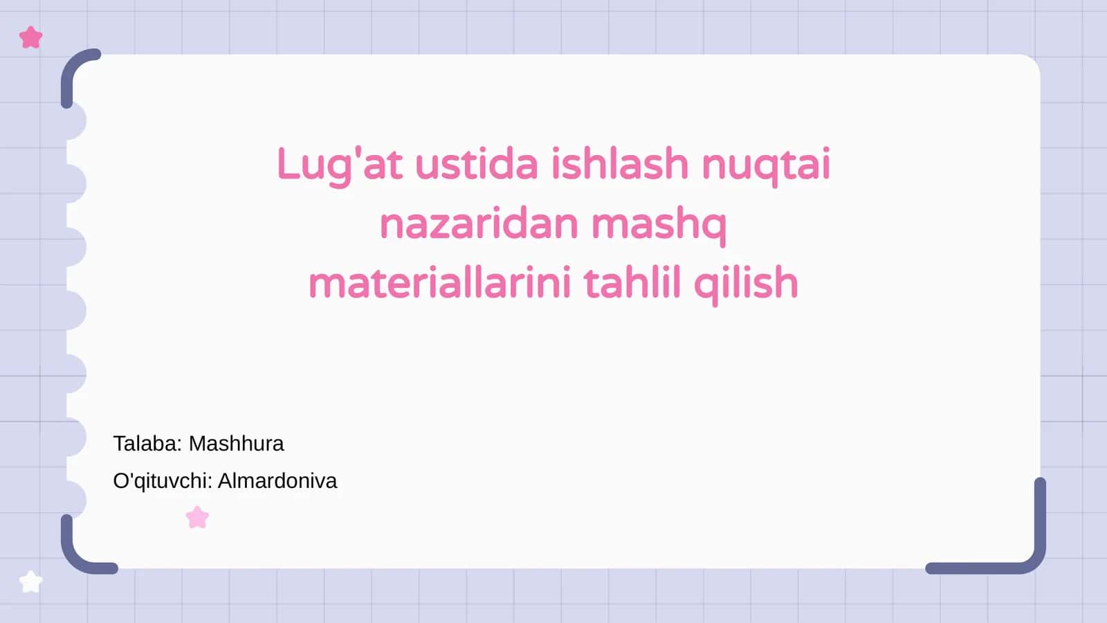 Lug'at ustida ishlash