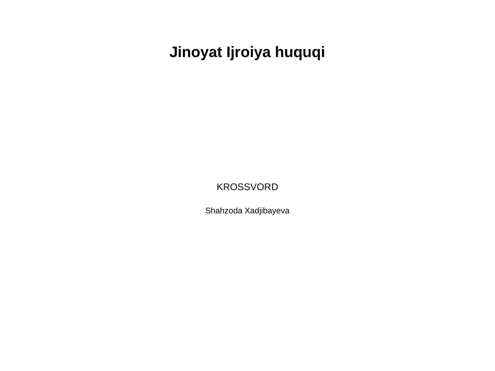 Jinoyat Ijroiya huquqi