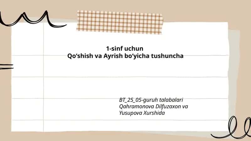 Qoʻshish va Ayrish boʻyicha tushuncha