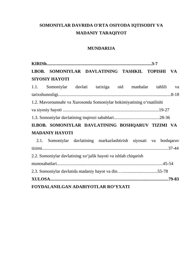Somoniylar Davrida O'rta Osiyoda Iqtisodiy va Madaniy Taraqiyot
