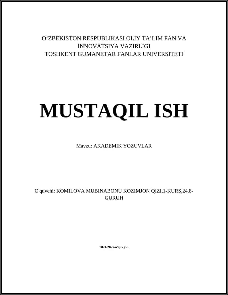 AKADEMIK YOZUVLAR