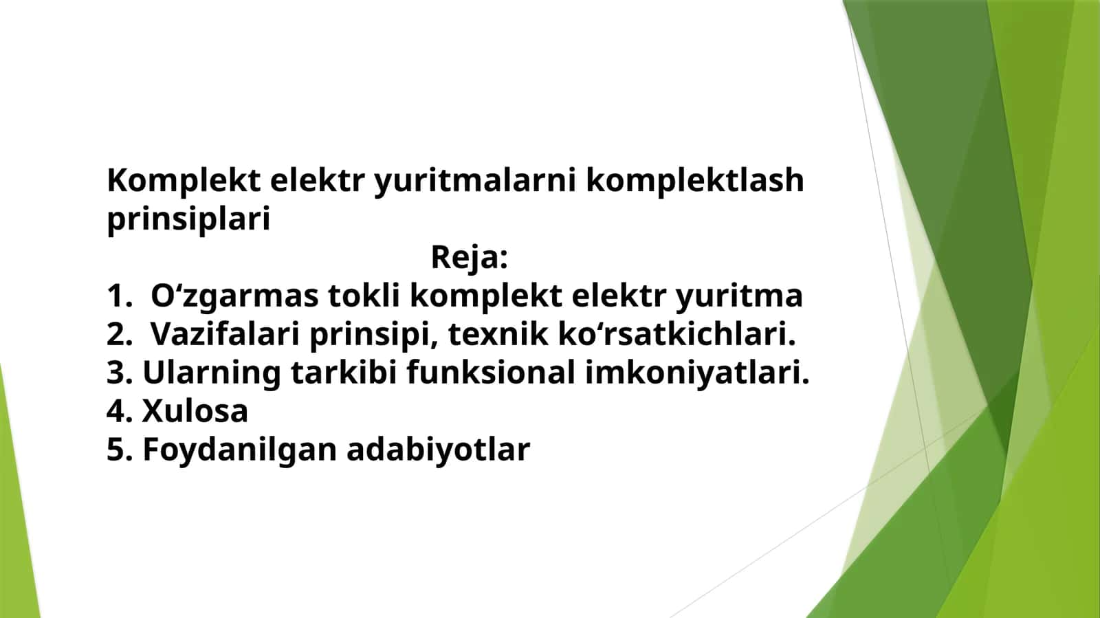 Komplekt elektr yuritmalarni komplektlash prinsiplari