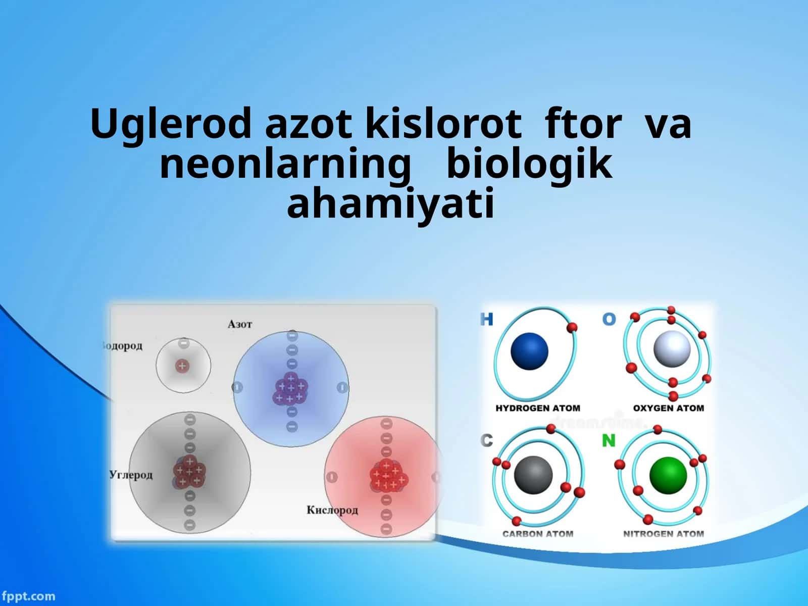 Uglerod azot kislorot ftor vaneonlarning biologikahamiyati