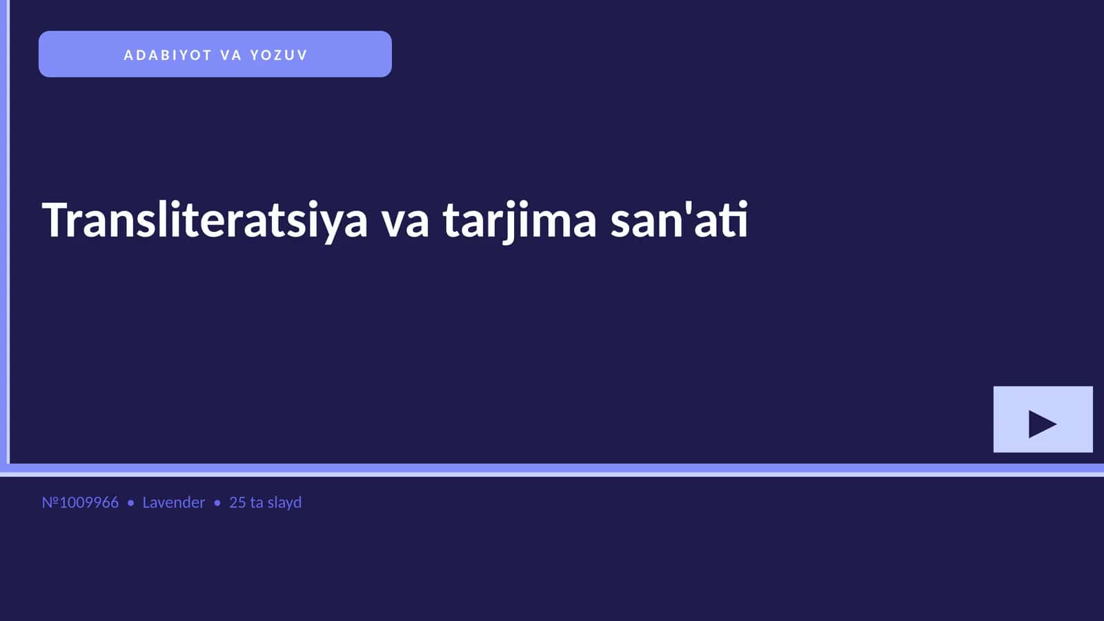 Transliteratsiya va tarjima san'ati