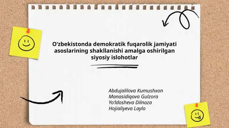 Oʻzbekistonda demokratik fuqarolik jamiyati asoslarining shakllanishi amalga oshirilgan siyosiy islohotlar