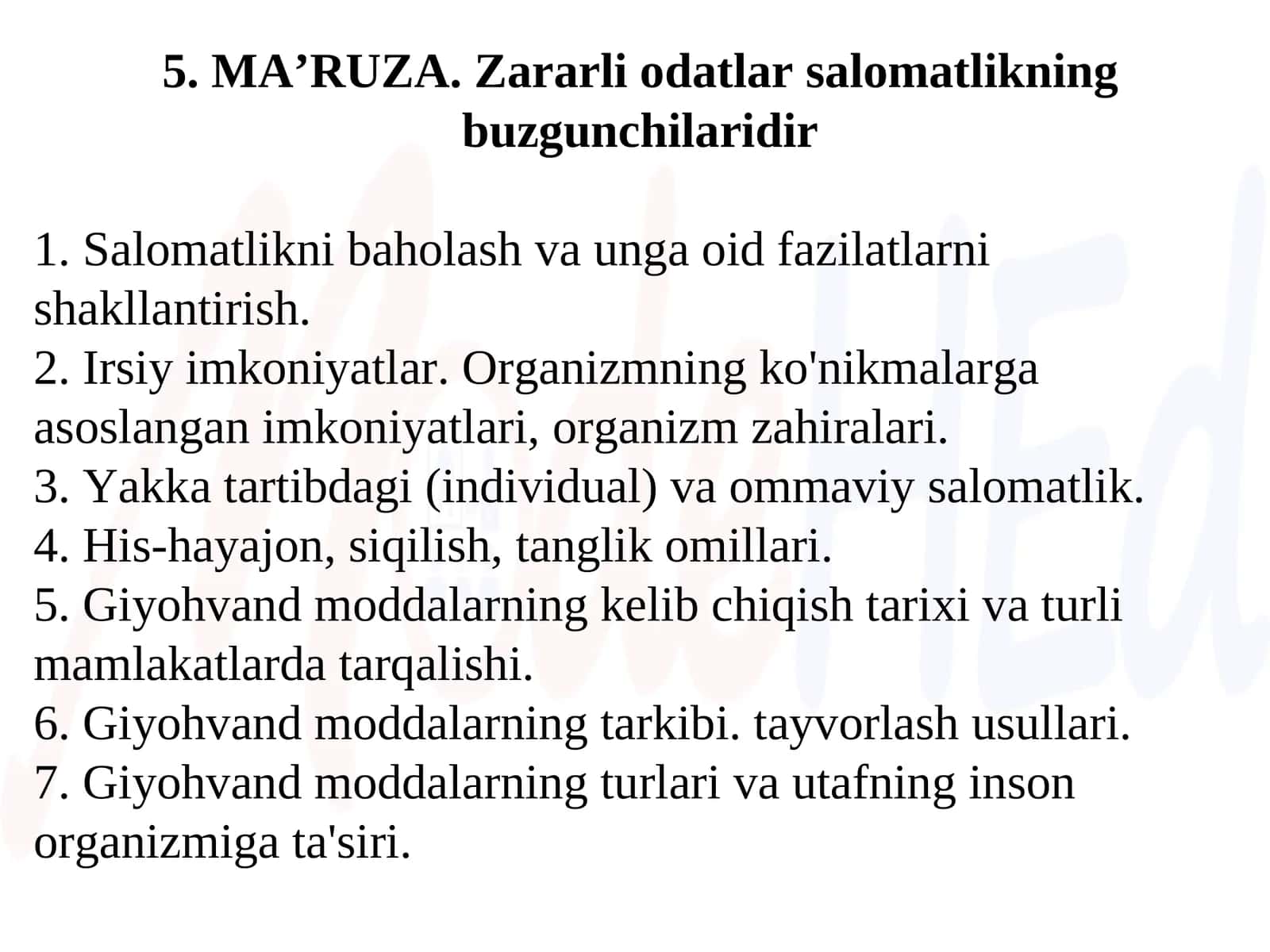 Zararli odatlar salomatlikning buzgunchilaridir
