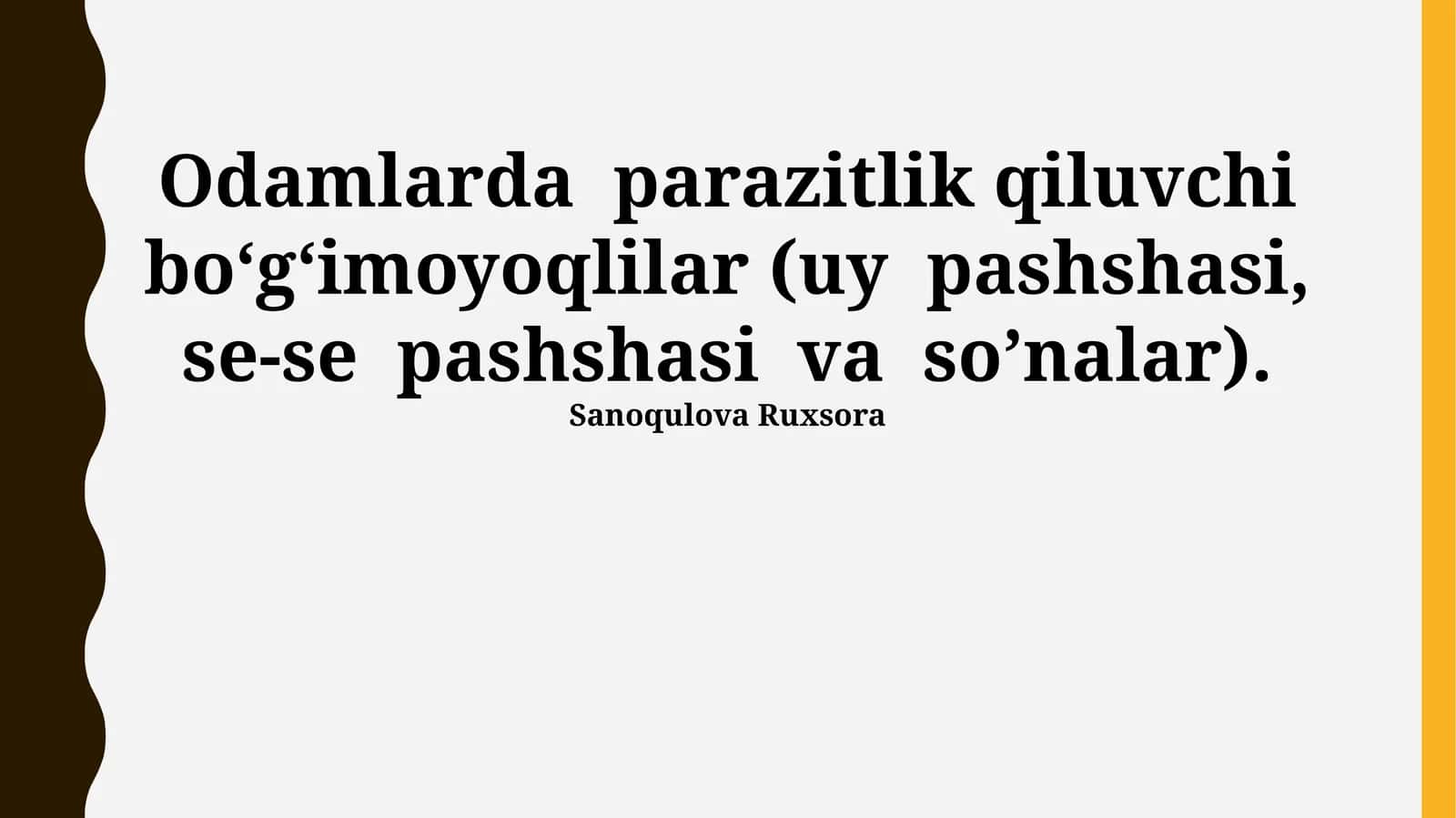 Odamlarda parazitlik qiluvchi bo‘g‘imoyoqlilar (uy pashshasi, se-se pashshasi va so’nalar)