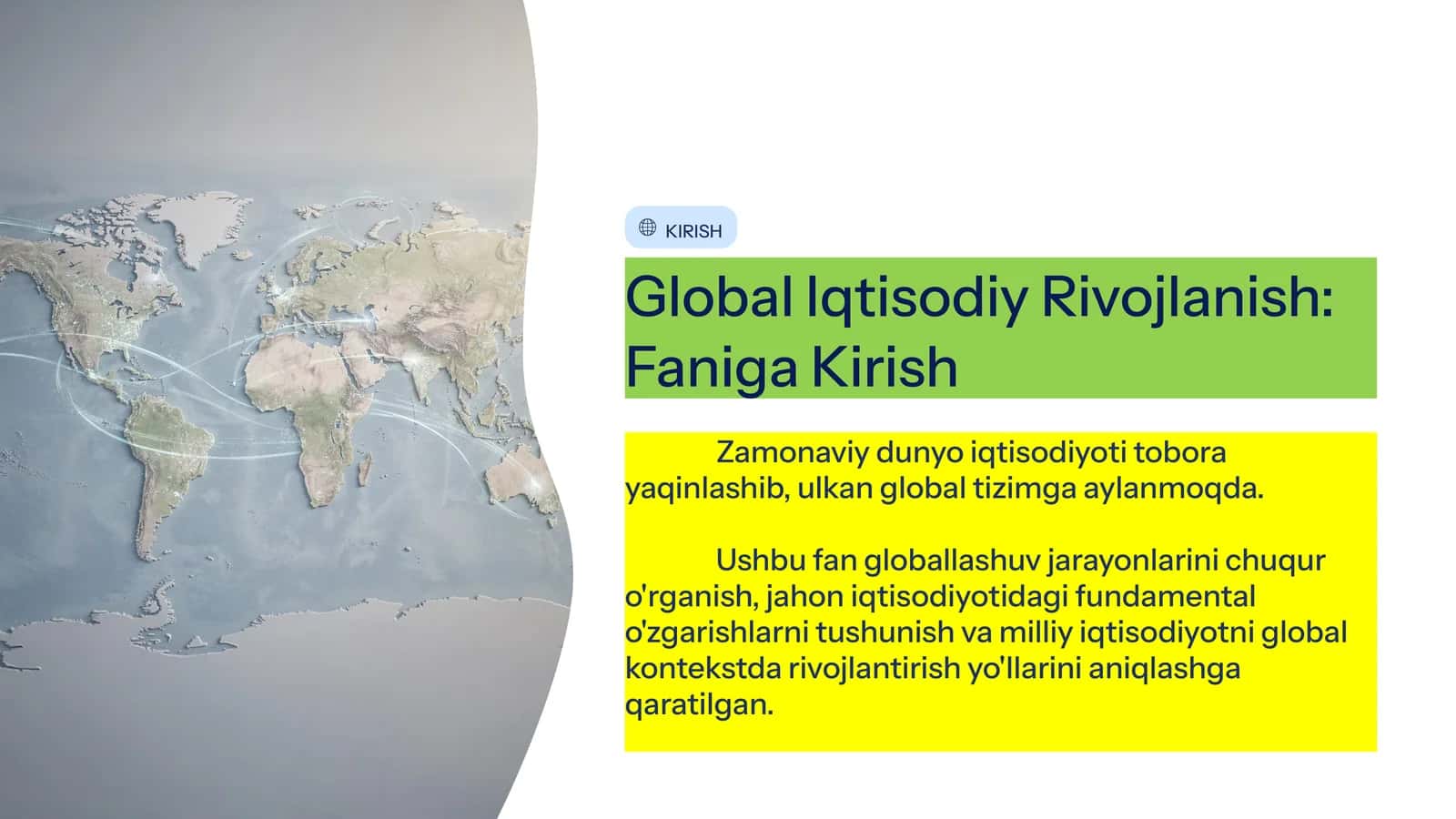 Global Iqtisodiy Rivojlanish: Faniga Kirish
