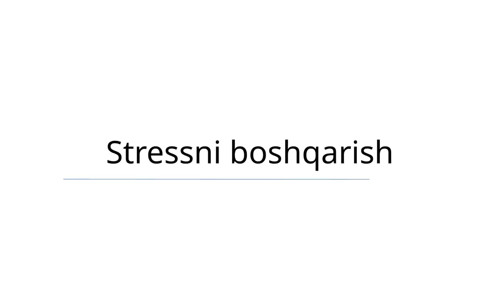 Stressni boshqarish
