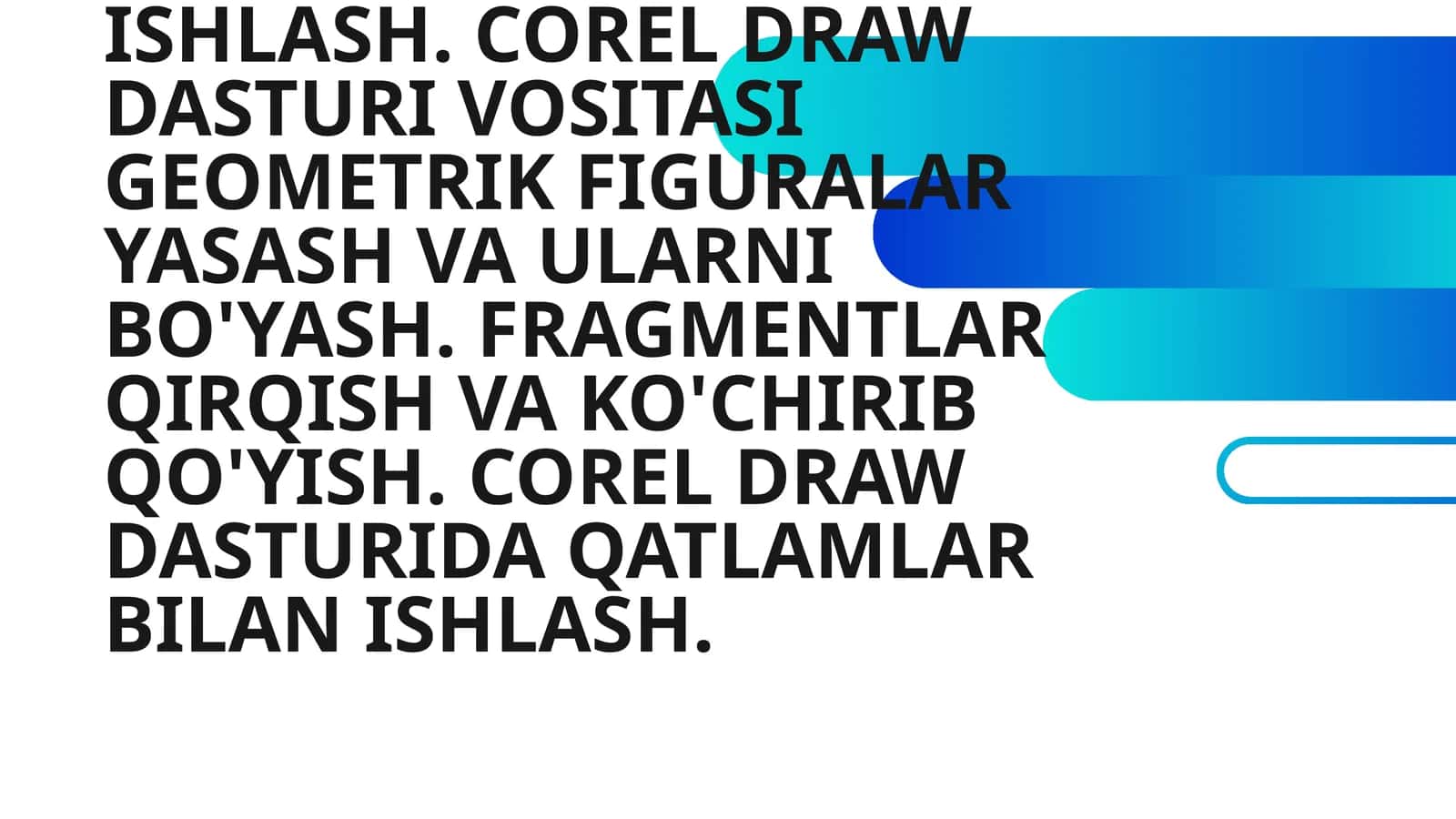 COREL DRAW DASTURI YORDAMIDA MATNLAR BILAN ISHLASH USULLARINI O'RGANISH VA ULAR USTIDA ISHLASH