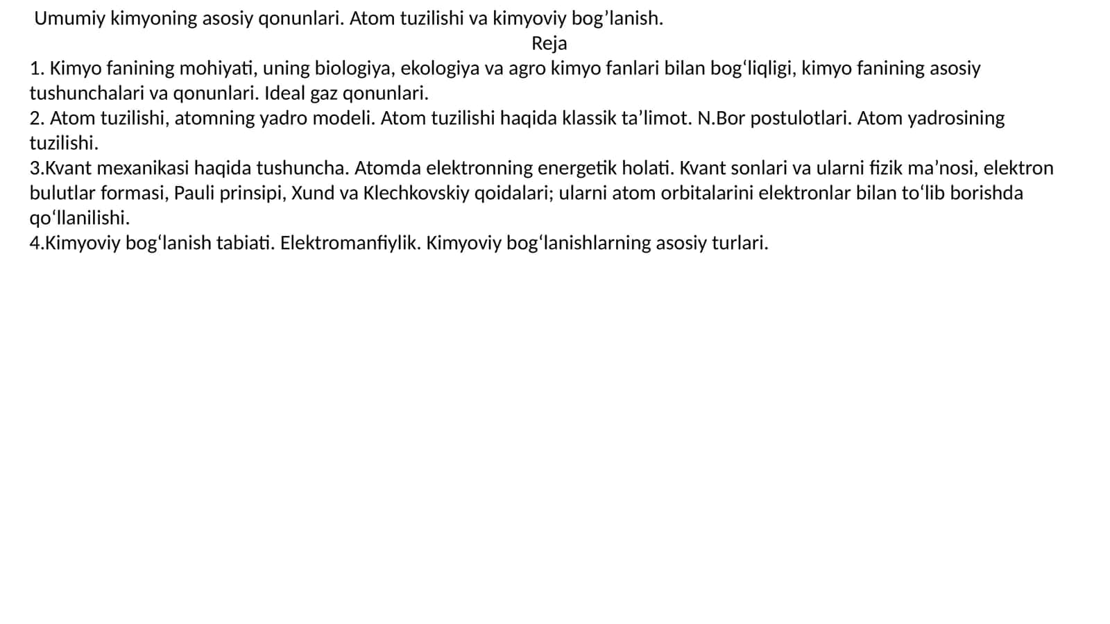 Umumiy kimyoning asosiy qonunlari