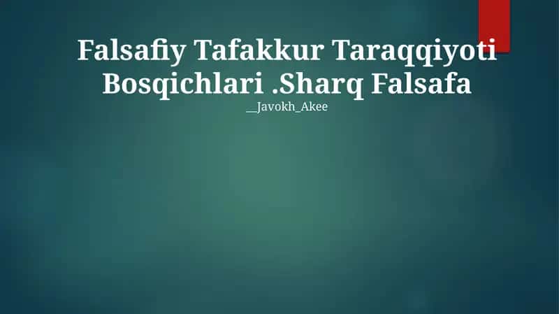 Falsafiy Tafakkur Taraqqiyoti Bosqichlari