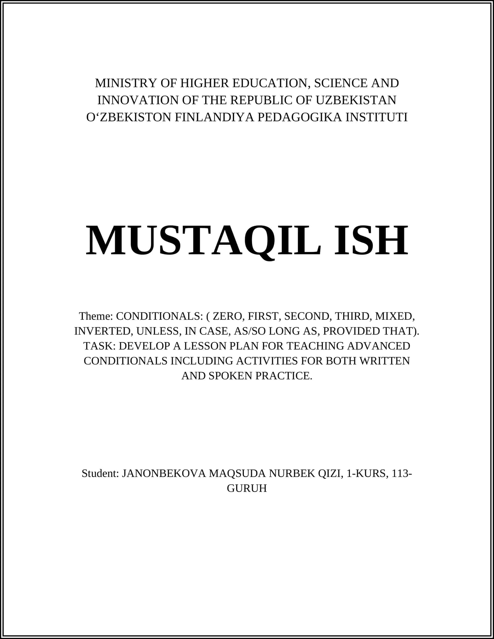 MUSTAQIL ISH