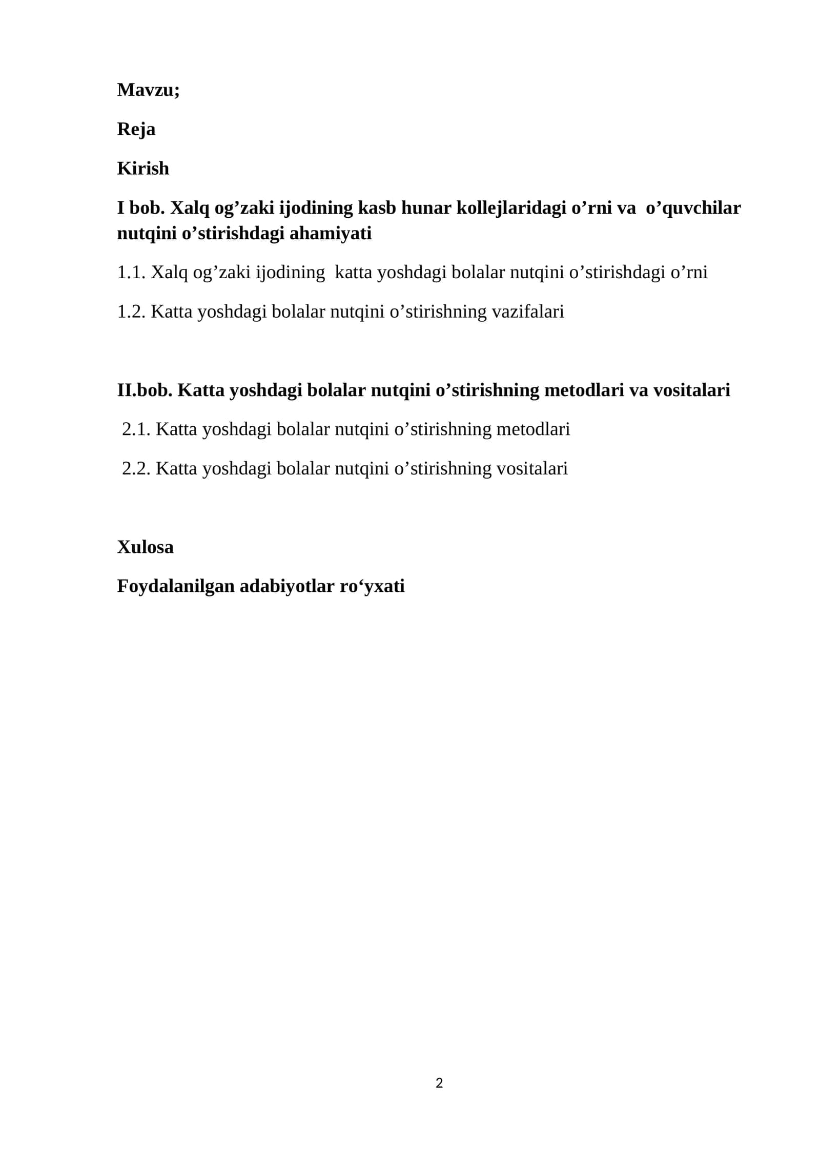 Xalq og'zaki ijodining kasb hunar kollejlaridagi o'rni va o'quvchilar nutqini o'stirishdagi ahamiyati