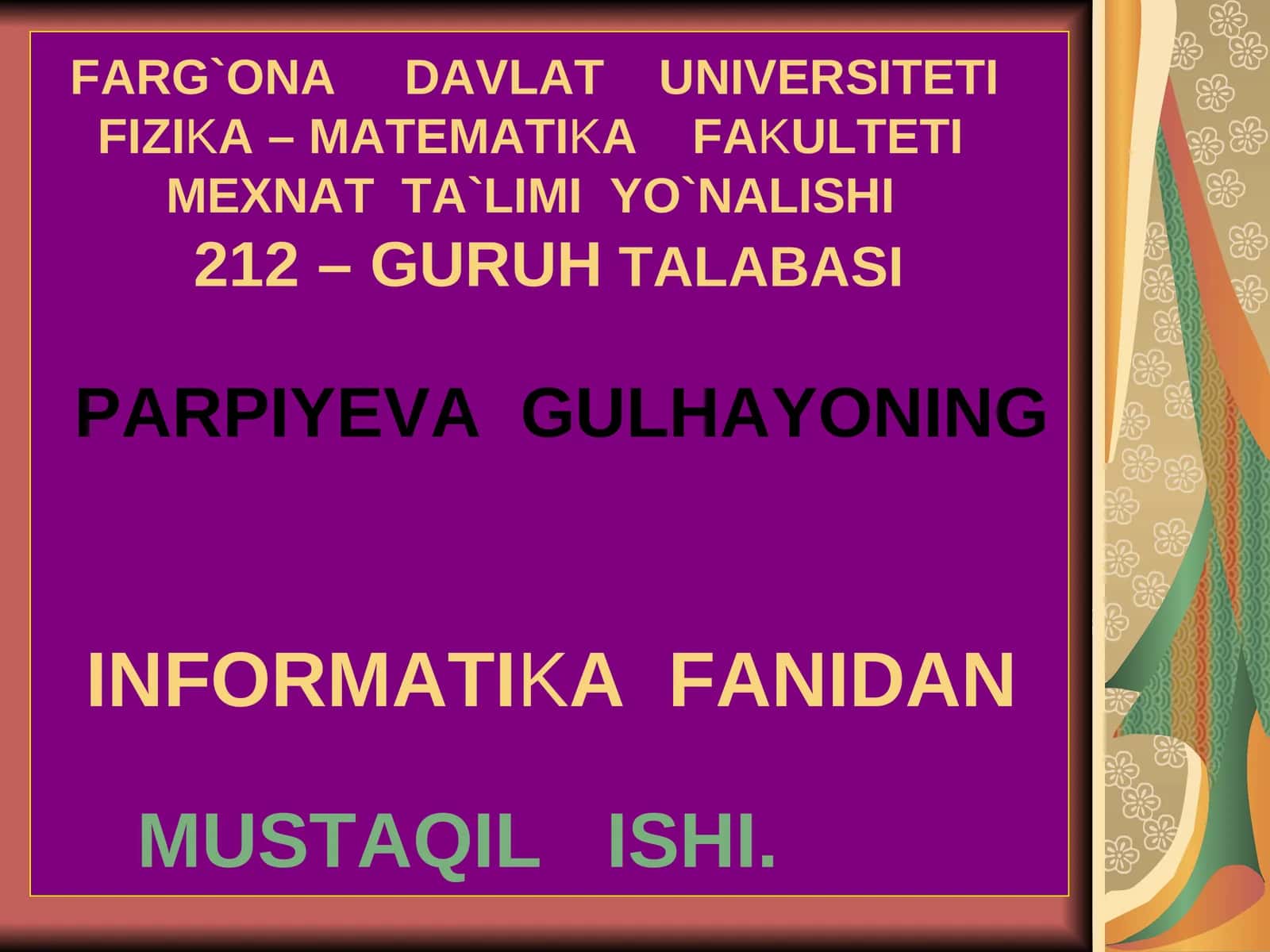 FIZIKA – MATEMATIKA FAKULTETI