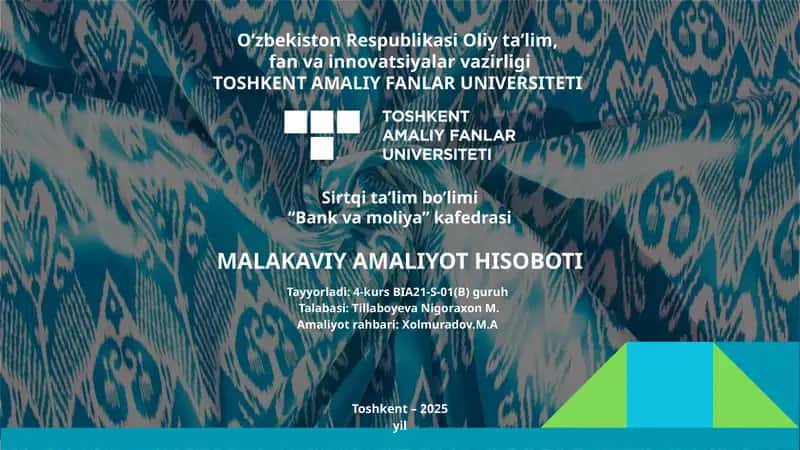 Markaziy bank chiqargan qonun va nizomlar bilan tanishish