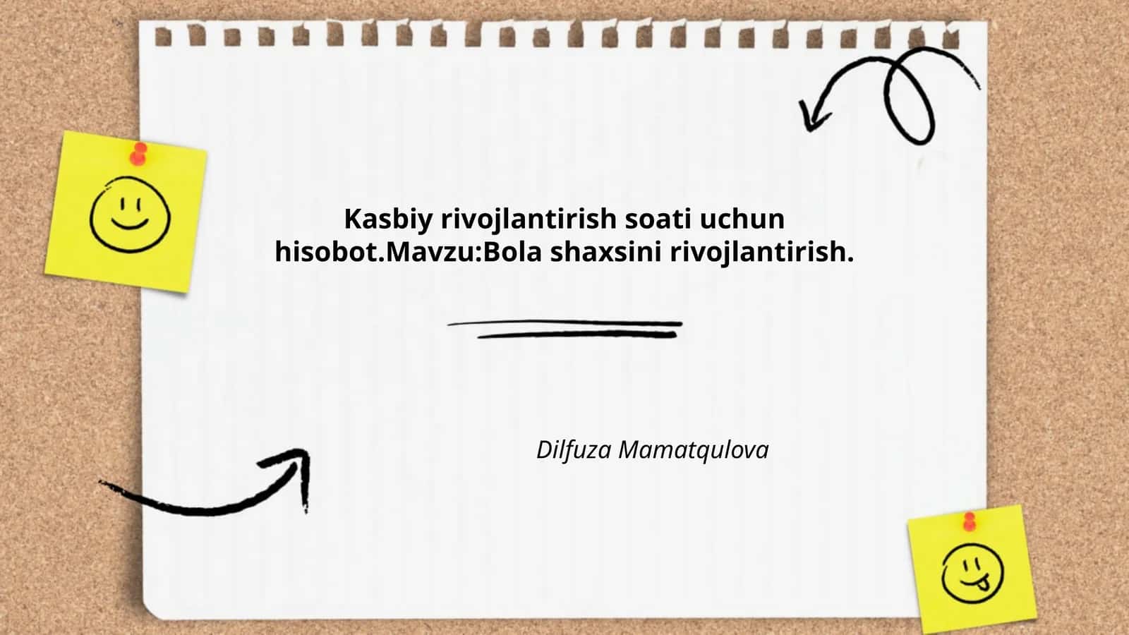 Kasbiy rivojlantirish soati uchun hisobot