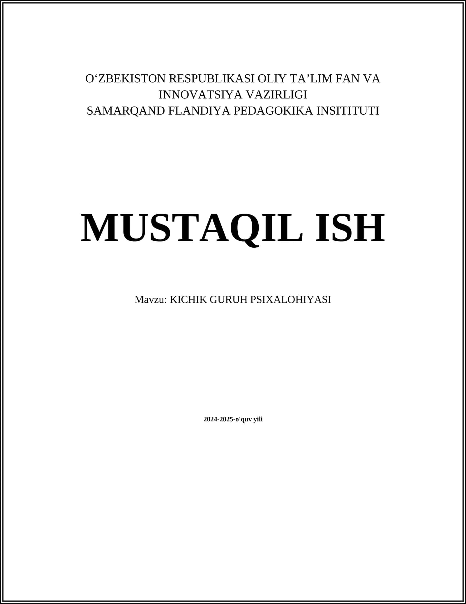 KICHIK GURUH PSIXALOHIYASI