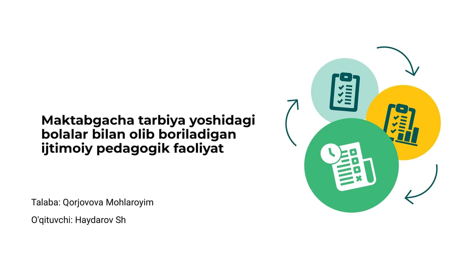 Maktabgacha tarbiya yoshidagi bolalar bilan olib boriladigan ijtimoiy pedagogik faoliyat