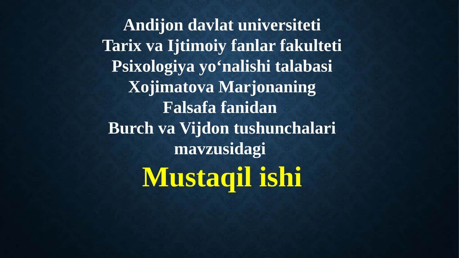 Burch va Vijdon Tushunchalari