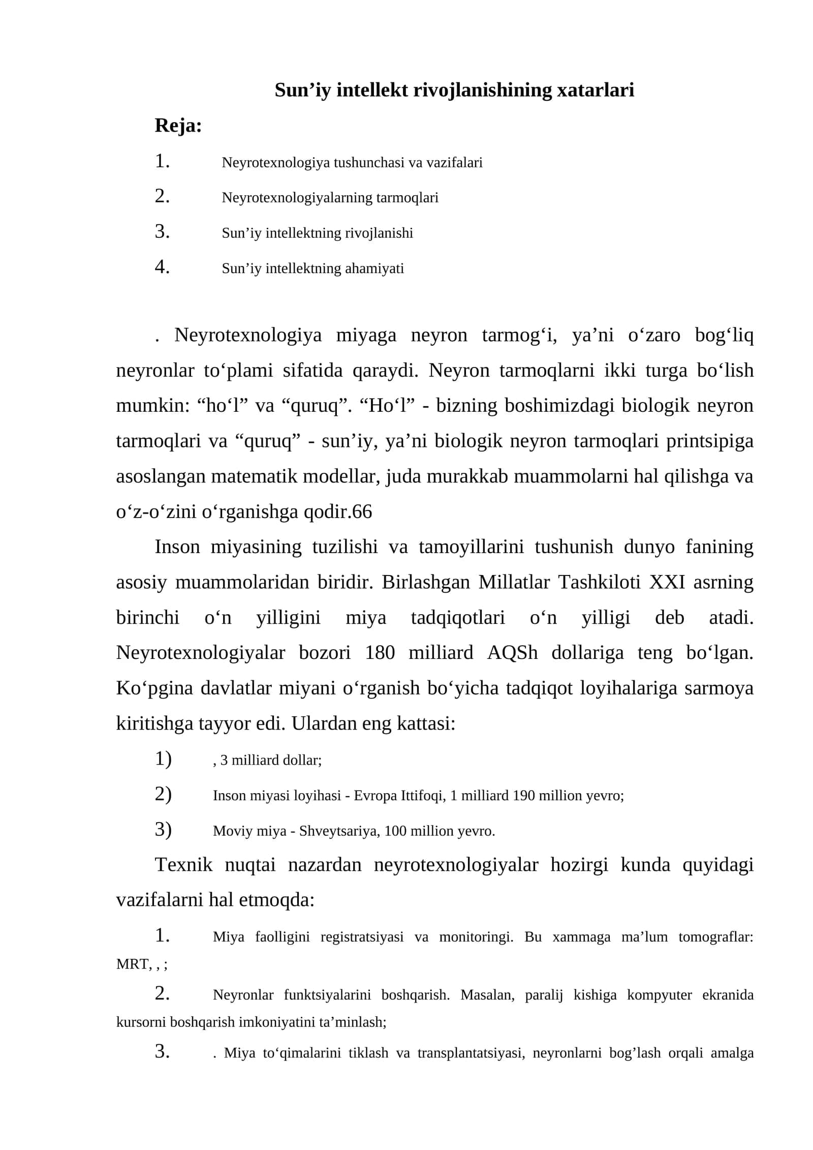 Sun’iy intellekt rivojlanishining xatarlari