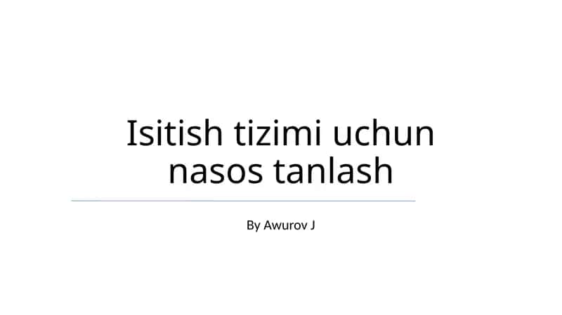 Isitish tizimi uchun nasos tanlash