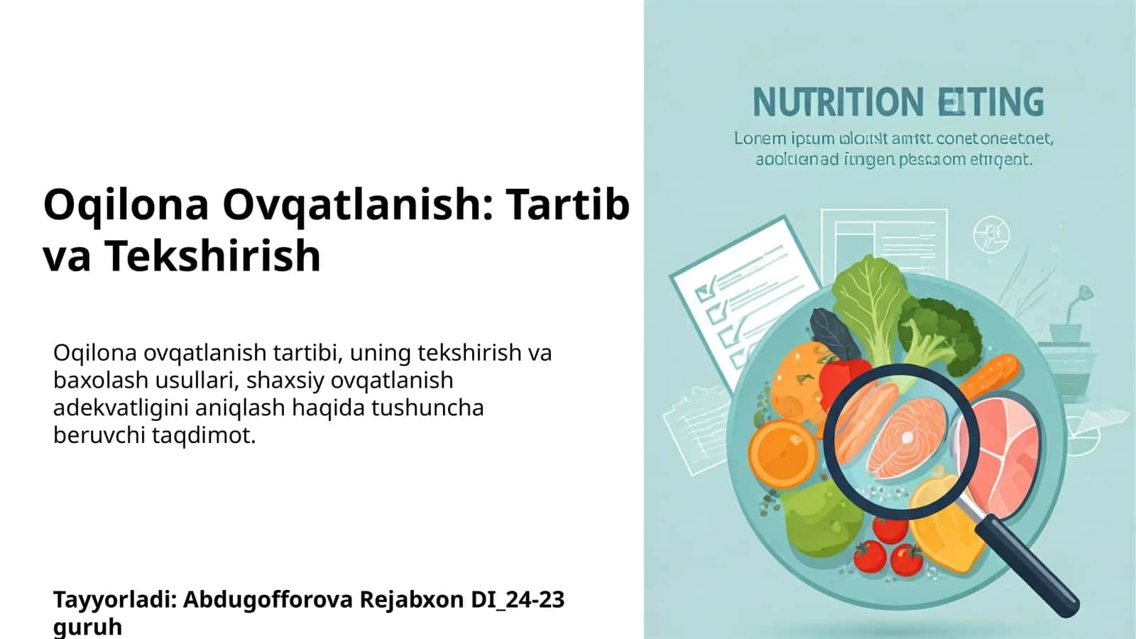 Oqilona Ovqatlanish: Tartib va Tekshirish