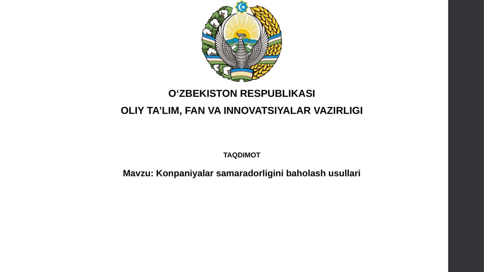 Konpaniyalarsamaradorliginibaholashusullari